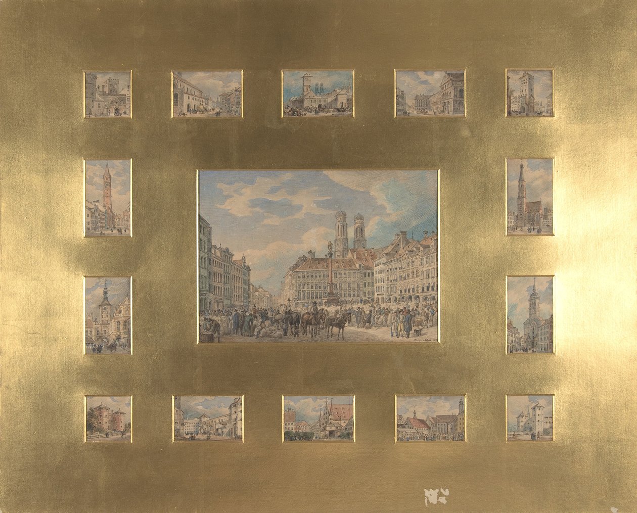 Viisitoista arkkitehtonista aihetta: Näkymät Münchenistä, 1835. tekijältä Heinrich Adam