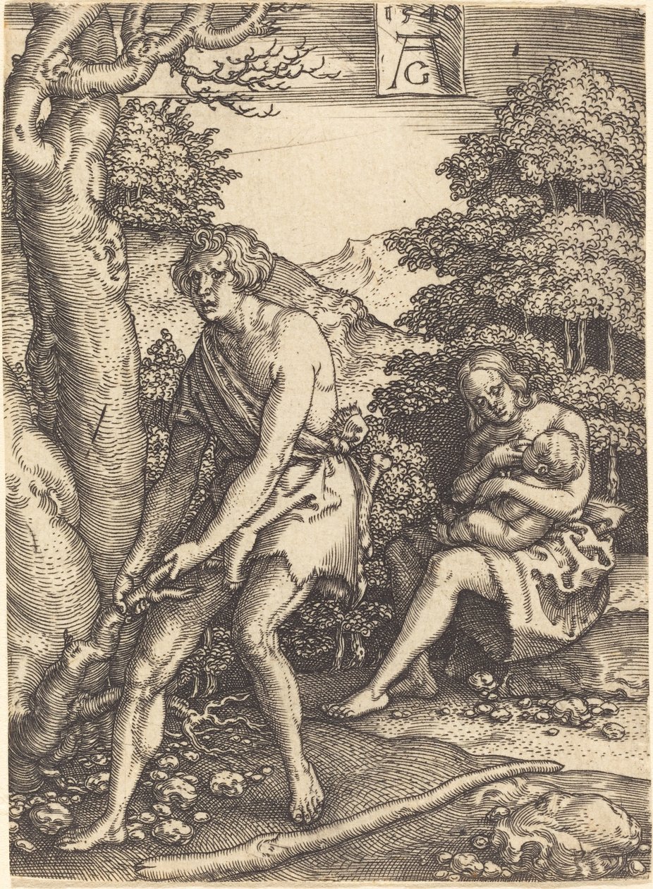 Aadam ja Eeva työssä, 1540. tekijältä Heinrich Aldegrever