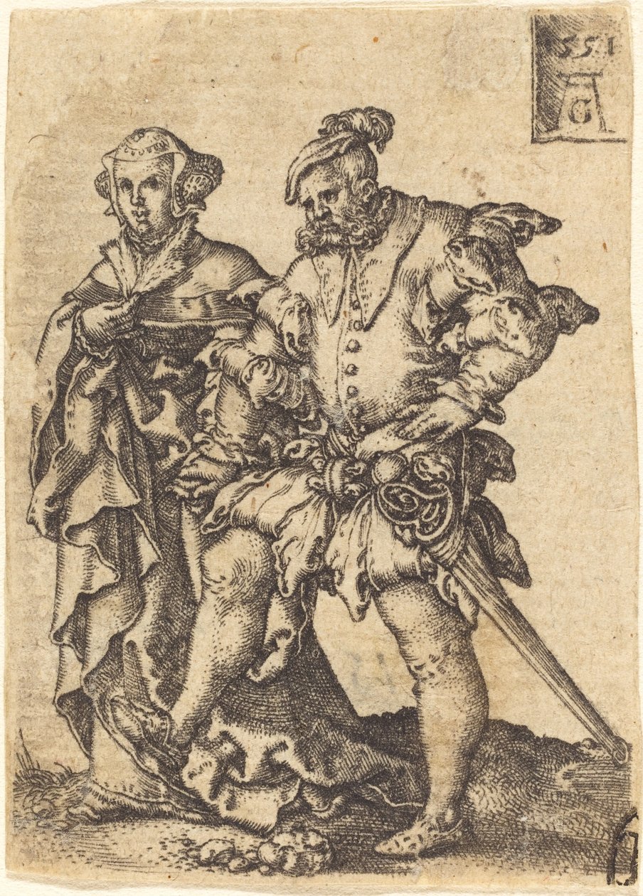 Tanssiva pariskunta, 1551. tekijältä Heinrich Aldegrever
