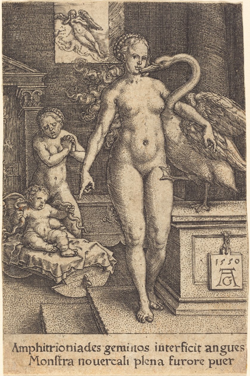 Herkules lapsena, 1550. tekijältä Heinrich Aldegrever