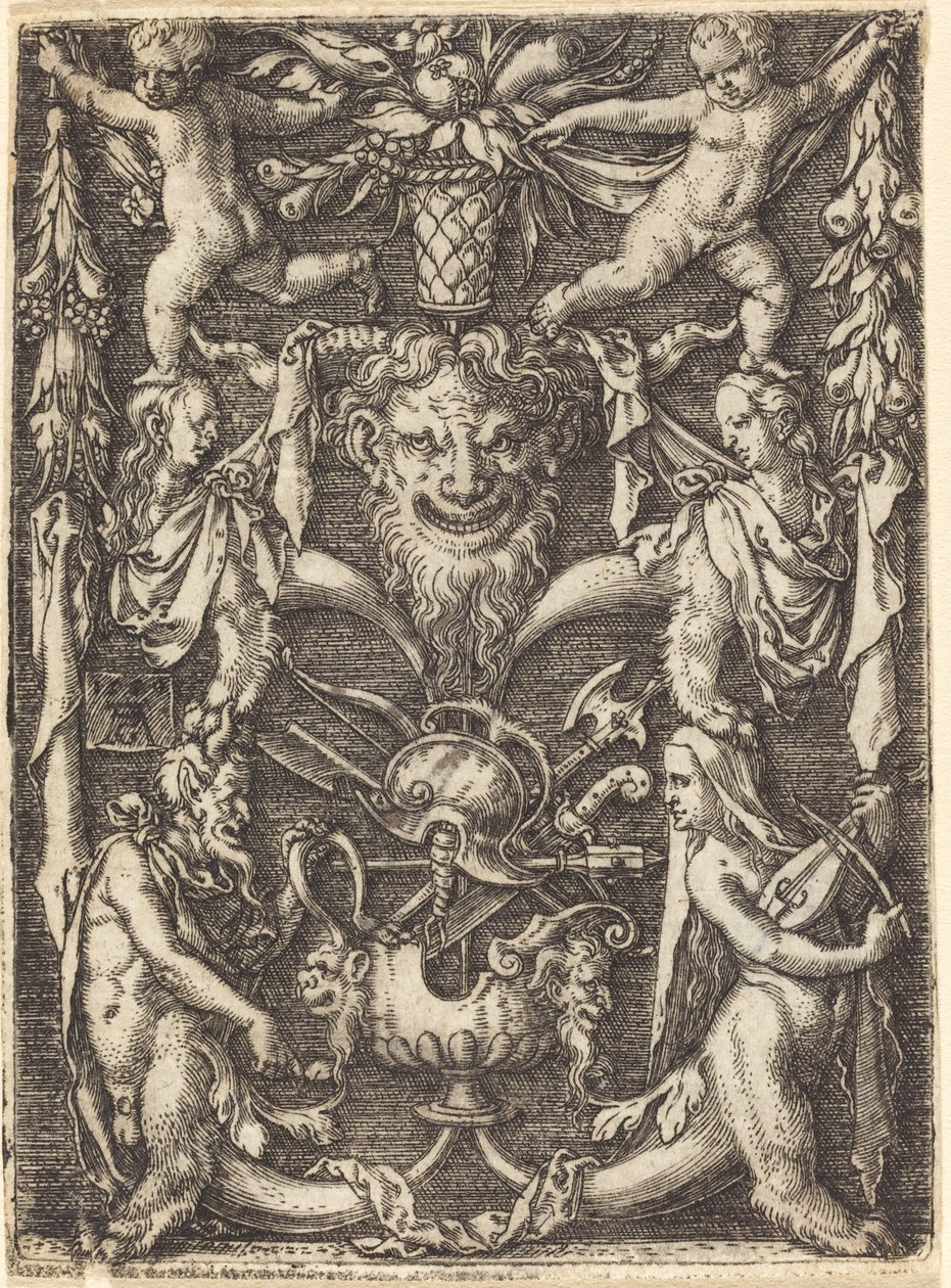 Ornamentti naamiolla, 1550. tekijältä Heinrich Aldegrever
