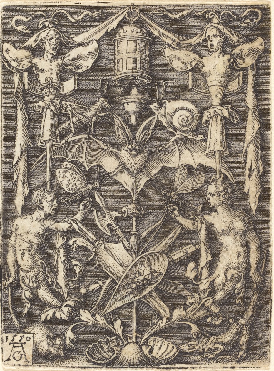Ornamentti ja Trophy of Arms tekijältä Heinrich Aldegrever
