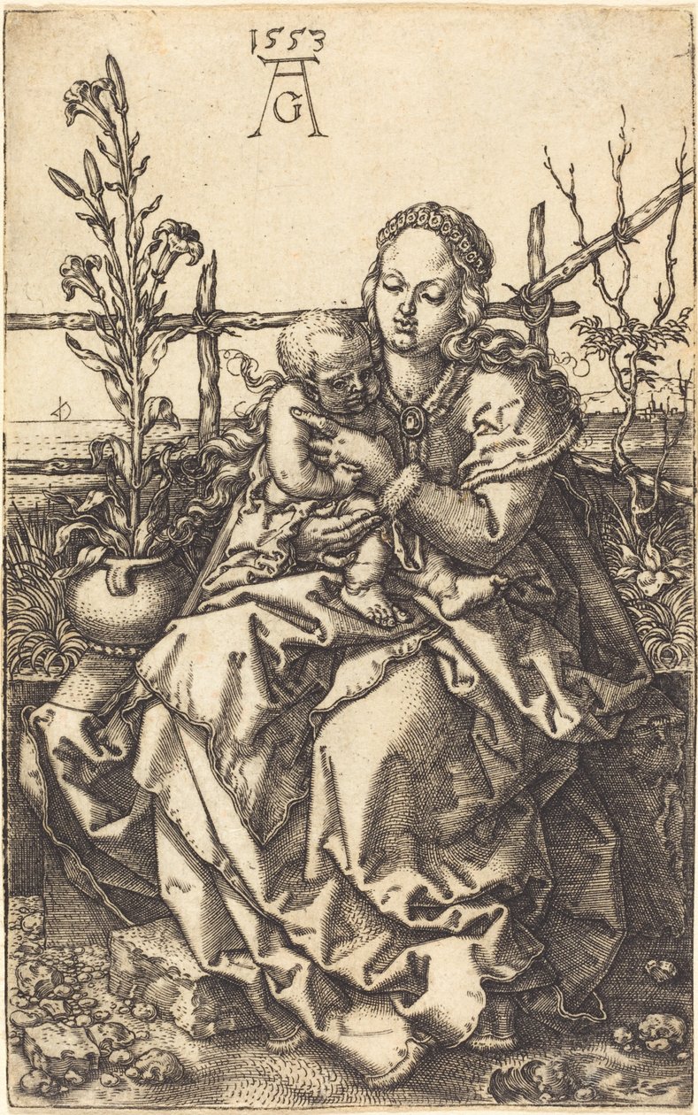 Neitsyt istuva, 1553. tekijältä Heinrich Aldegrever