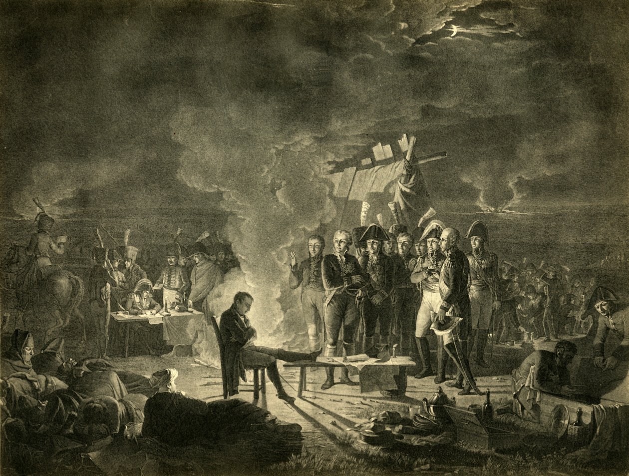 Napoleonin bivouac Wagramin taistelukentällä yöllä 5.–6.7.1809, 1921. tekijältä Heinrich Guttenberg