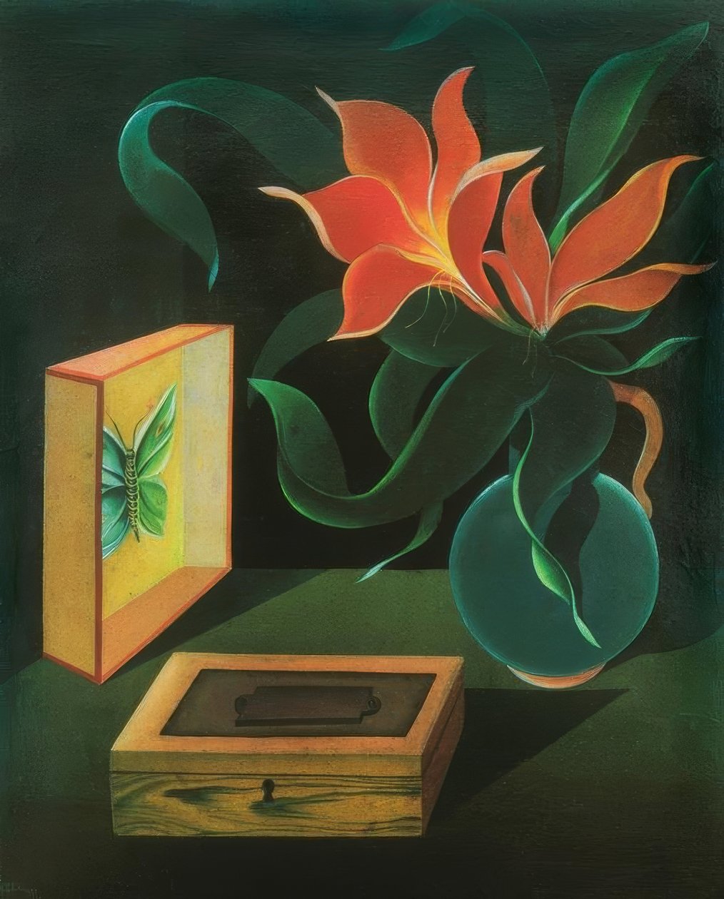Stilleben mit Pflanze und Schmetterling tekijältä Heinrich Hoerle