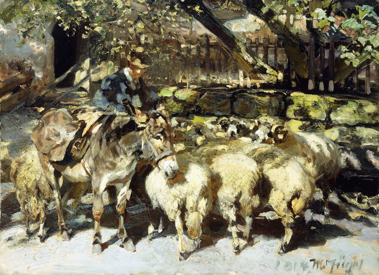 Paimen laumansa kanssa tekijältä Heinrich Johann von Zugel
