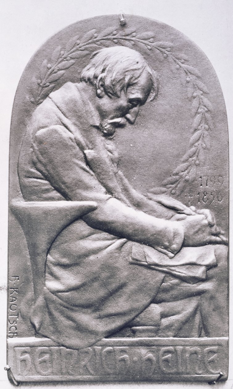Heinrich Heinen (1797-1856) muotokuvamedaljonki (pronssi) (bw kuva) tekijältä Heinrich Kautsch