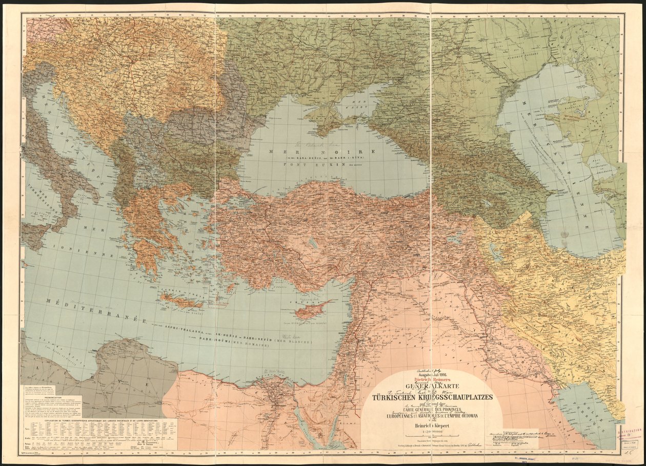 Yleiskartta turkkilaisesta sotatoimialueesta - perustuu Carte Generale des Provinces Europeennes et Asiatiques de L