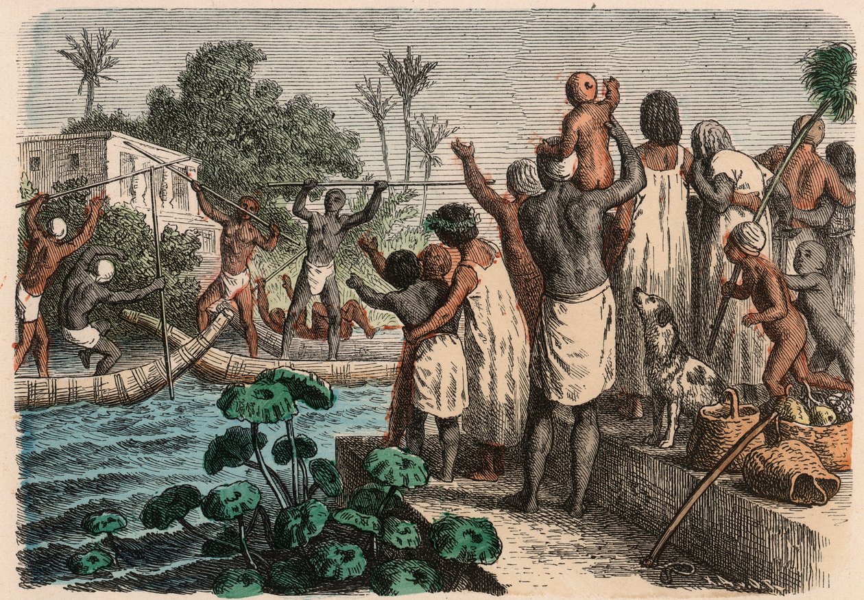Muinainen Egypti: vesiturnajaiset, 1866 tekijältä Heinrich Leutemann
