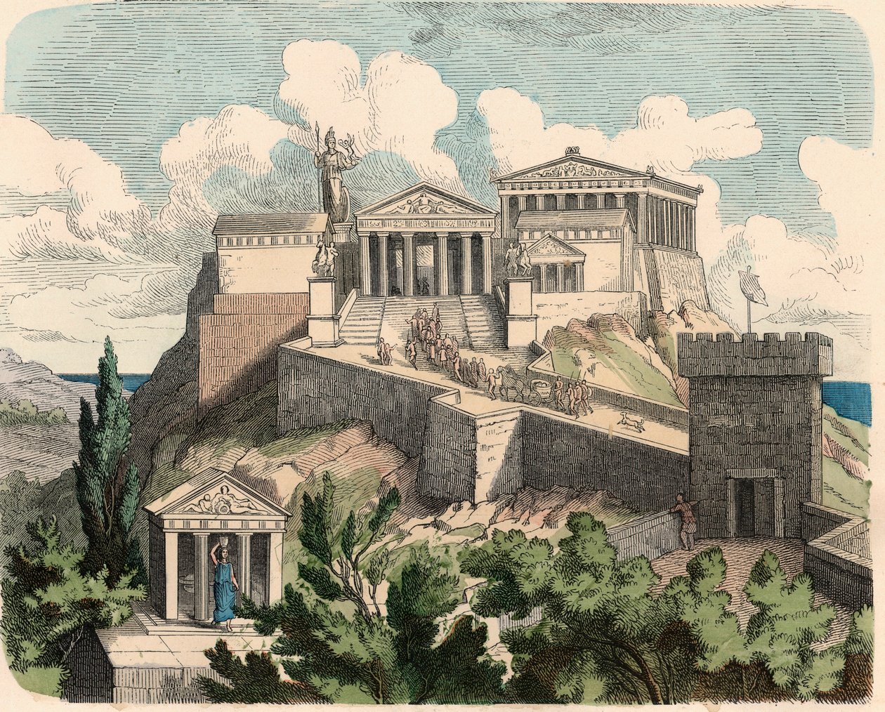 Muinainen Kreikka: Ateena, Akropolis - Parthenon tekijältä Heinrich Leutemann