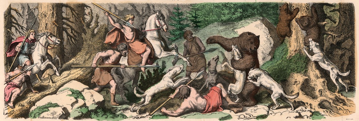 Muinainen Kreikka: Karhunmetsästys tekijältä Heinrich Leutemann