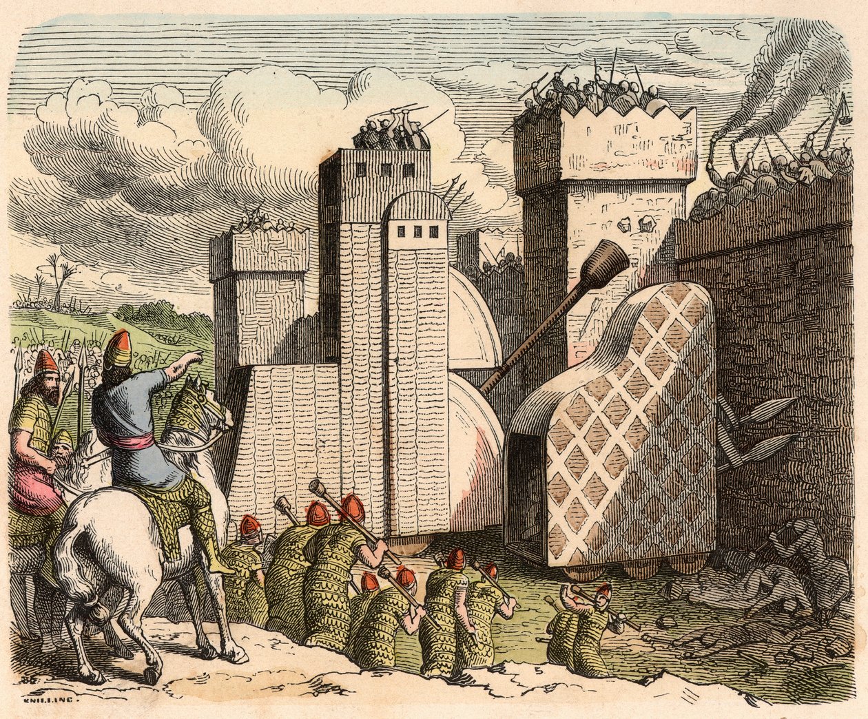Mesopotamia, Assyria: linnoituksen hyökkäys tekijältä Heinrich Leutemann