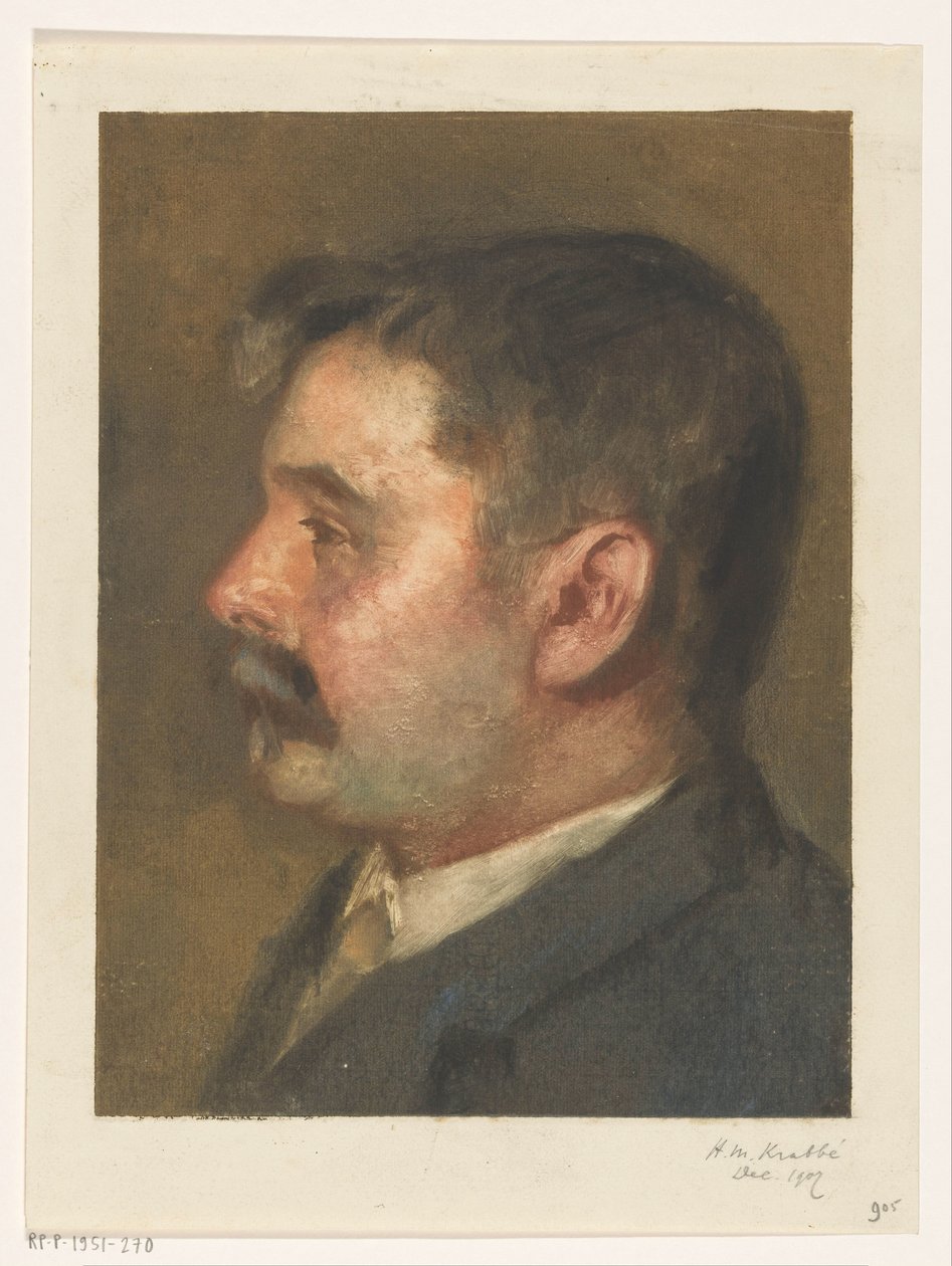 Tuntemattoman miehen muotokuva tekijältä Heinrich M. Krabbé (signed by artist)