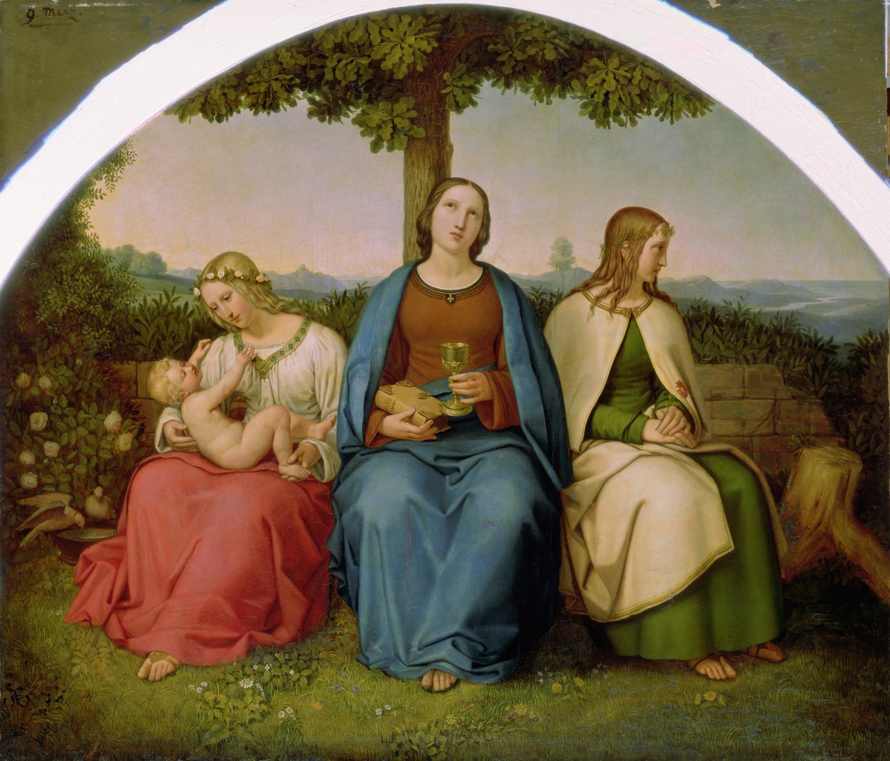 Usko, toivo ja rakkaus, 1819 (öljy puulle) tekijältä Heinrich Maria von Hess