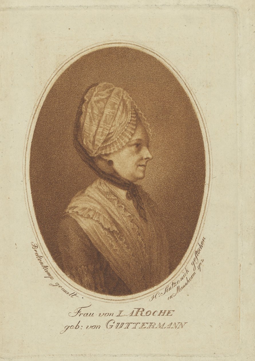 Sophie von La Roche, os. Gutermann von Gutershofen 1730-1807, 1782. tekijältä Heinrich Sintzenich