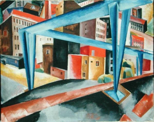 Viadukti Vorsetzenin edessä Hampurissa, 1921 tekijältä Heinrich Stegemann