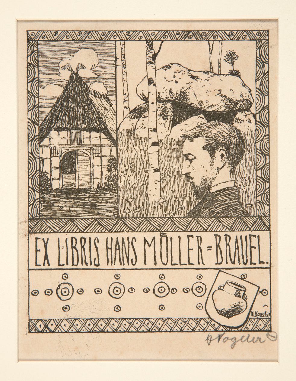 Kirjakilpi: Ex Libris Hans Mueller-Brauel tekijältä Heinrich Vogeler