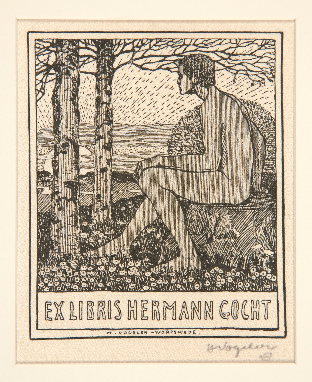 Kirjakilpi: Ex Libris Hermann Gocht tekijältä Heinrich Vogeler