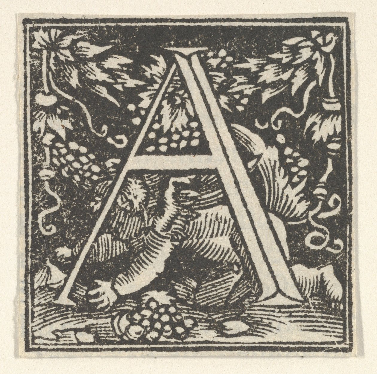 Alkukirjain A putolla, n. 1538. tekijältä Heinrich Vogtherr