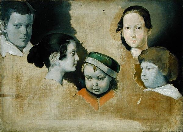 Taidemaalari Julius Schnorr von Carolsfieldin (1794-1872) viisi vanhinta lasta, n. 1839-40 tekijältä Heinrich Wilhelm Truebner