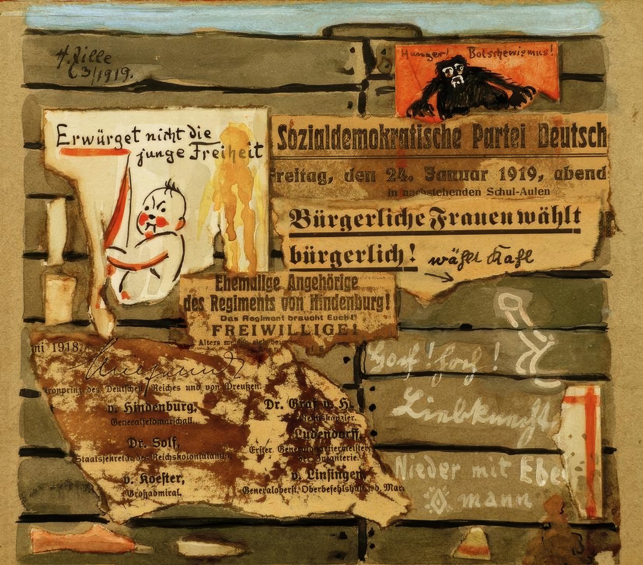 H. Zille, Plakatwand 1919 / Kollaasi tekijältä Heinrich Zille