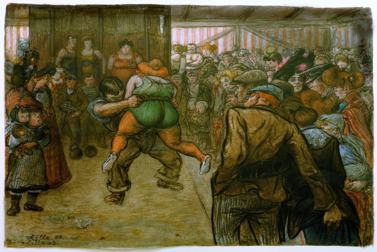 Paini-ottelu näyttelyosastolla tekijältä Heinrich Zille