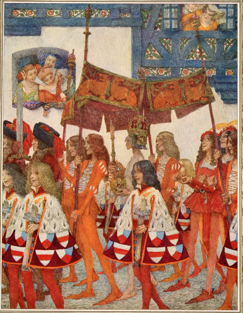 The Emporers New Clothes (Keisarin uudet vaatteet) Hans Christian Andersenin tarinoista, pub. 1911 tekijältä Heinrich and Urban Lefler