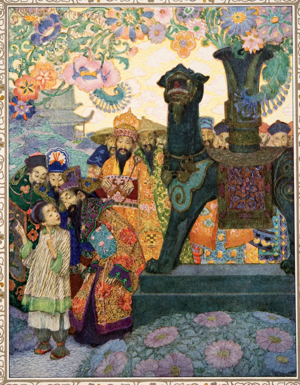 The Nightingale, Hans Christian Andersenin tarinoista, pub. 1911 tekijältä Heinrich and Urban Lefler