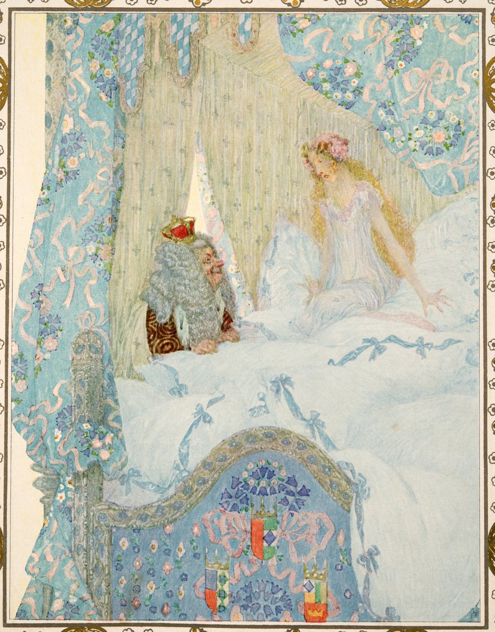 Prinsessa herneen päällä Hans Christian Andersenin tarinoista, pub. 1911 tekijältä Heinrich and Urban Lefler