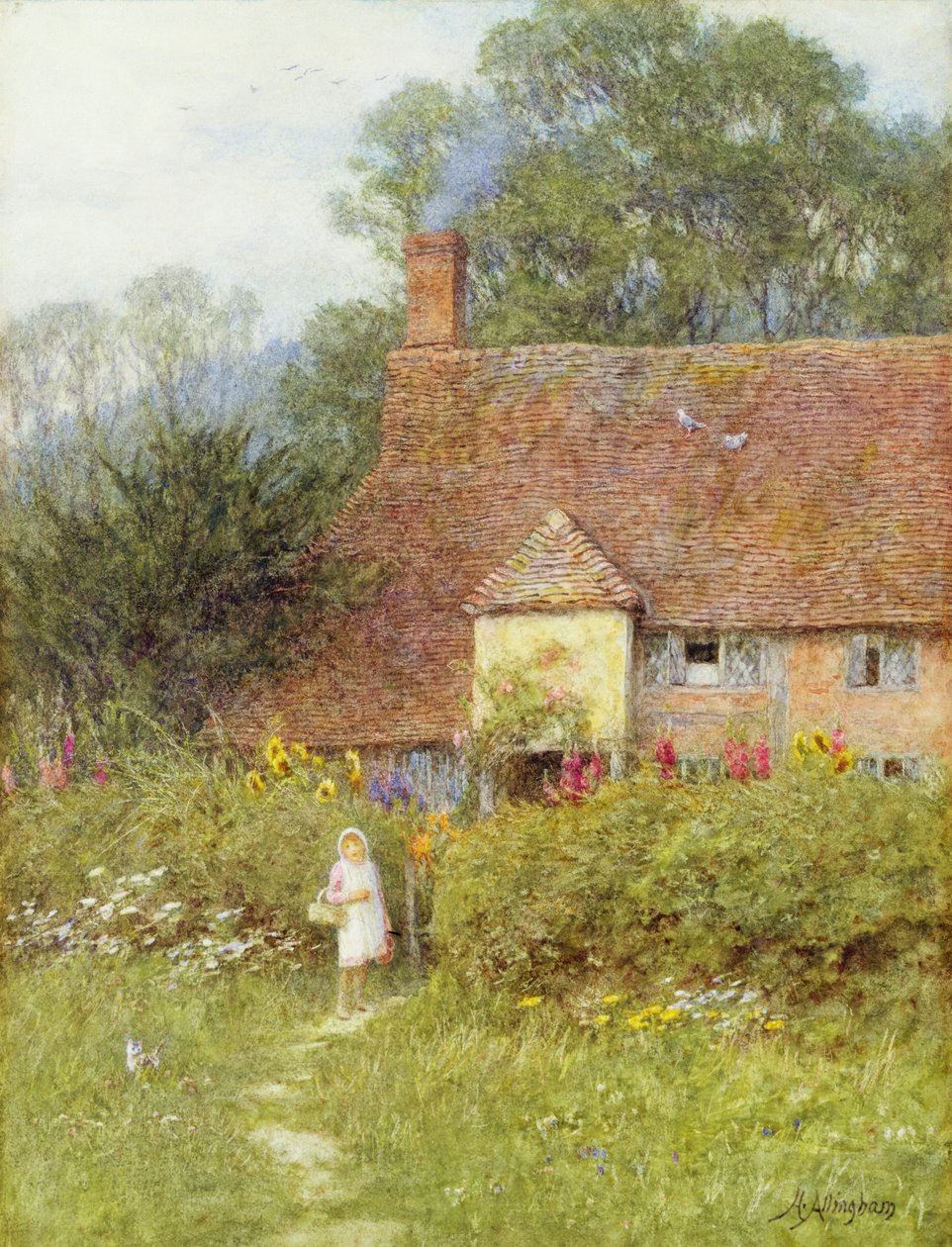 Mökin portilla tekijältä Helen Allingham