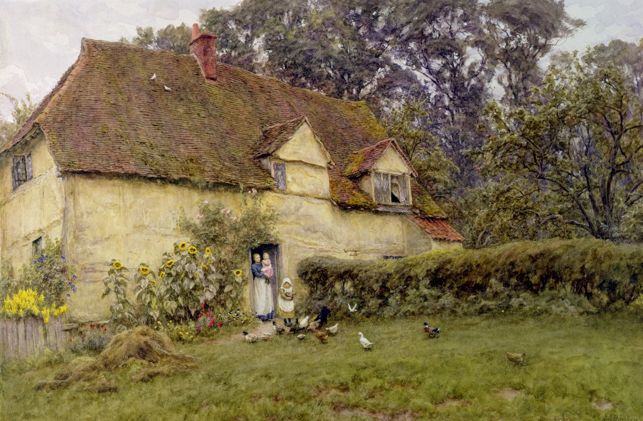 Lintujen ruokinta tekijältä Helen Allingham