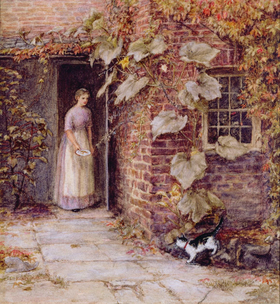 Kissanpennun ruokkiminen tekijältä Helen Allingham