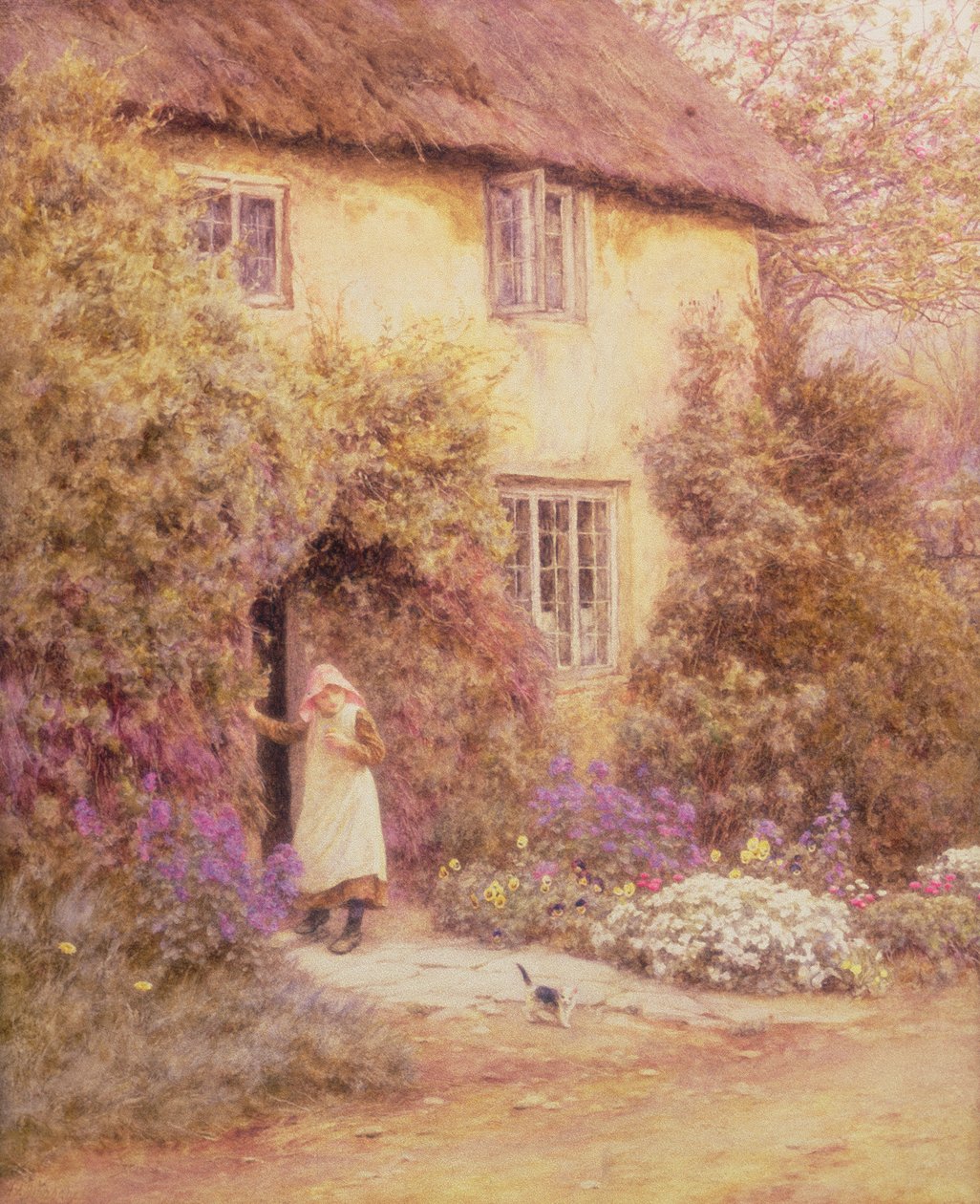 Mökin ovi (akvarelli) tekijältä Helen Allingham