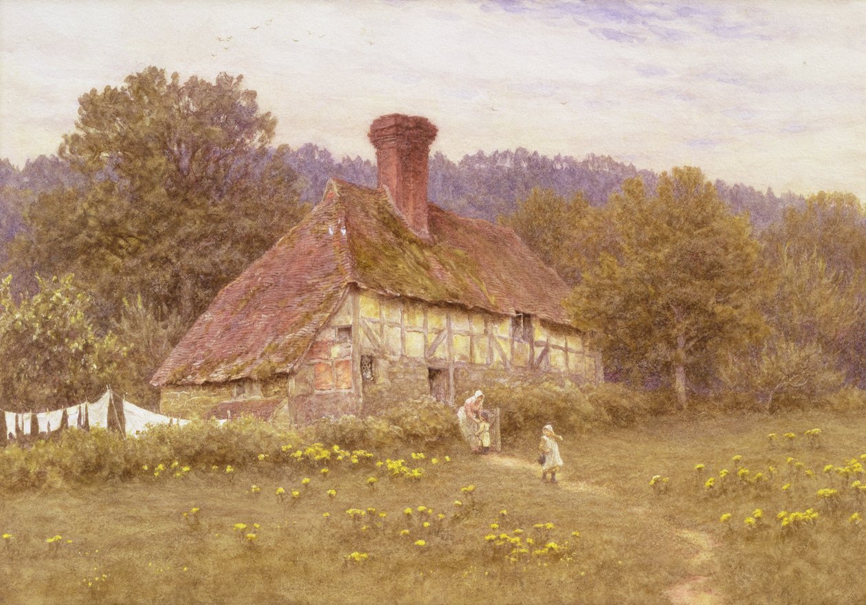 Mökki lähellä Blackdownia, Sussex (akvarelli) tekijältä Helen Allingham