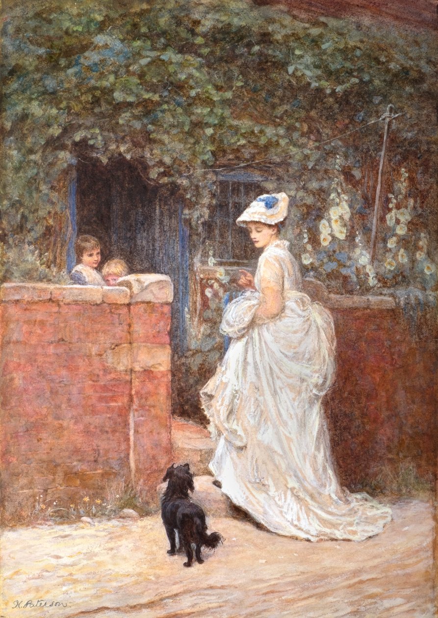 Vierailu mökillä (akvarelli ja bodycolour) tekijältä Helen Allingham