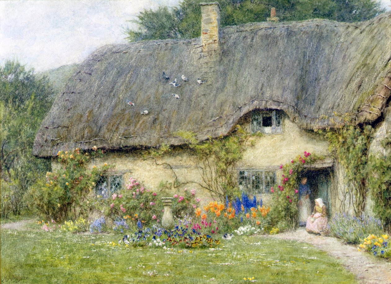 Wroughtonissa, Wiltshiressä (akvarelli paperille) tekijältä Helen Allingham