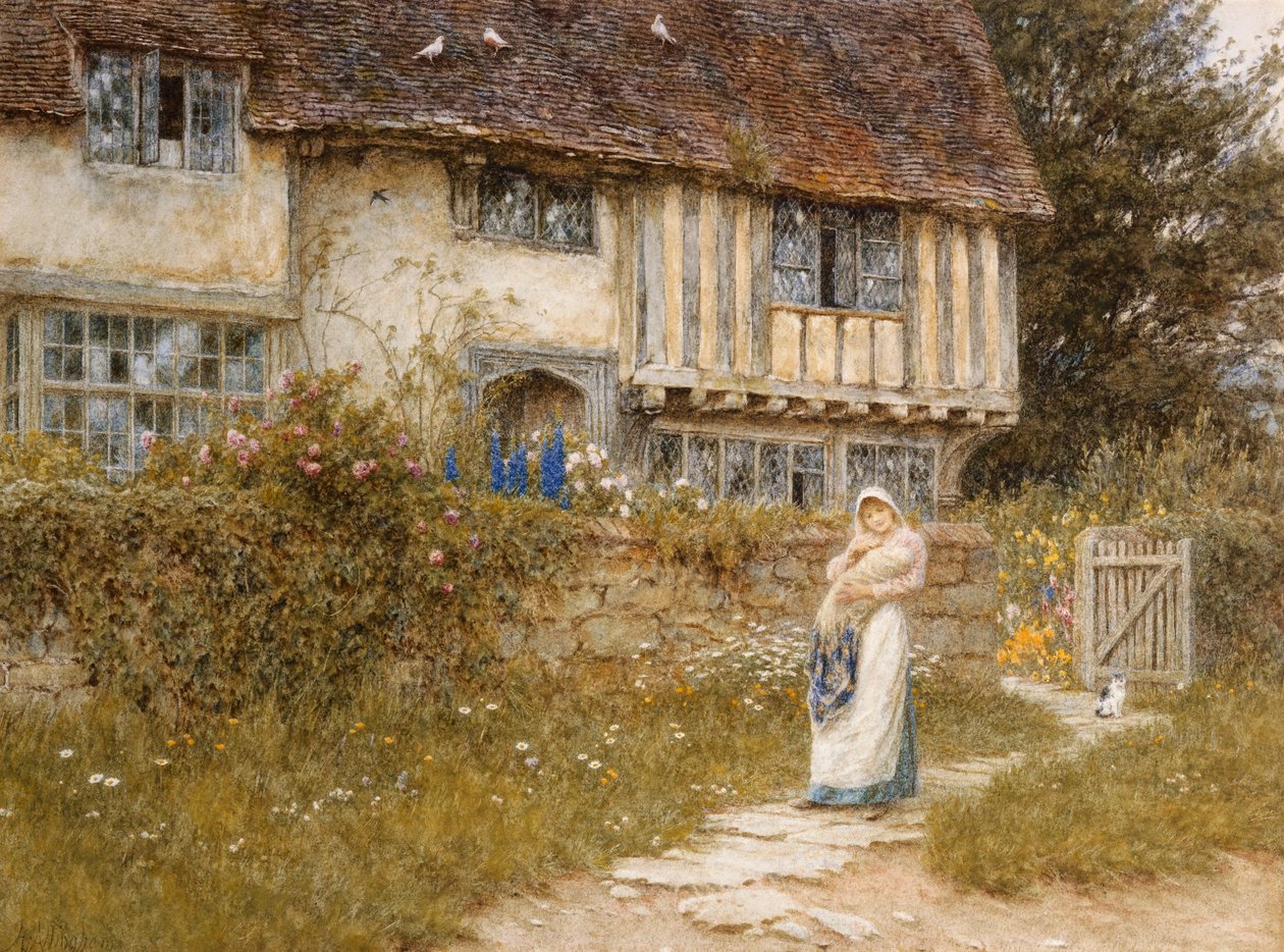 Old Church Gate Farmin vieressä, Smarden, Kent tekijältä Helen Allingham