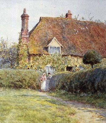 Mökin portilla tekijältä Helen Allingham