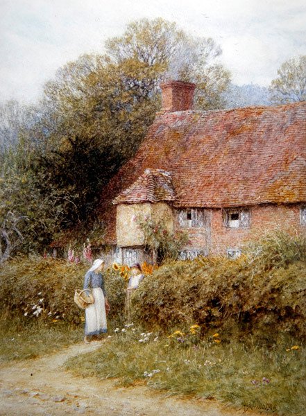 Mökki Witleyssä, Surreyssa (akvarelli paperille) tekijältä Helen Allingham