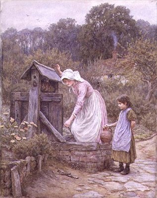 Veden hakeminen (akvarelli) tekijältä Helen Allingham