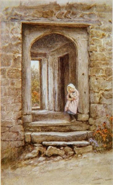 Tyttö kissanpennun kanssa tekijältä Helen Allingham
