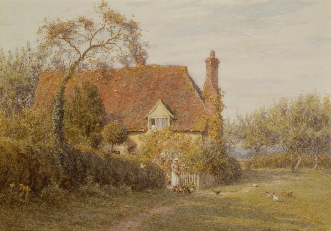 Hedges Farm, East End Farm, Pinner (lyijykynä ja vesiväri) tekijältä Helen Allingham