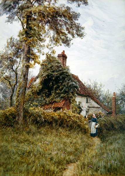 Pinnerin vanha maatila (akvarelli paperille) tekijältä Helen Allingham