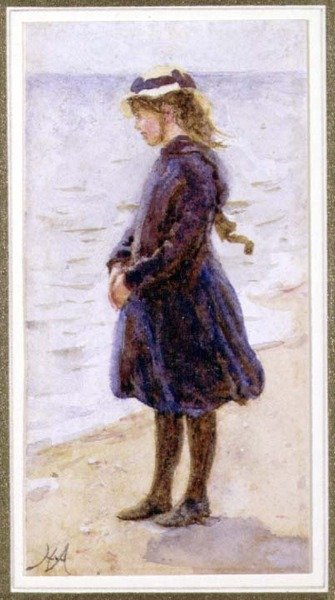 Muotokuva tytöstä rannalla tekijältä Helen Allingham