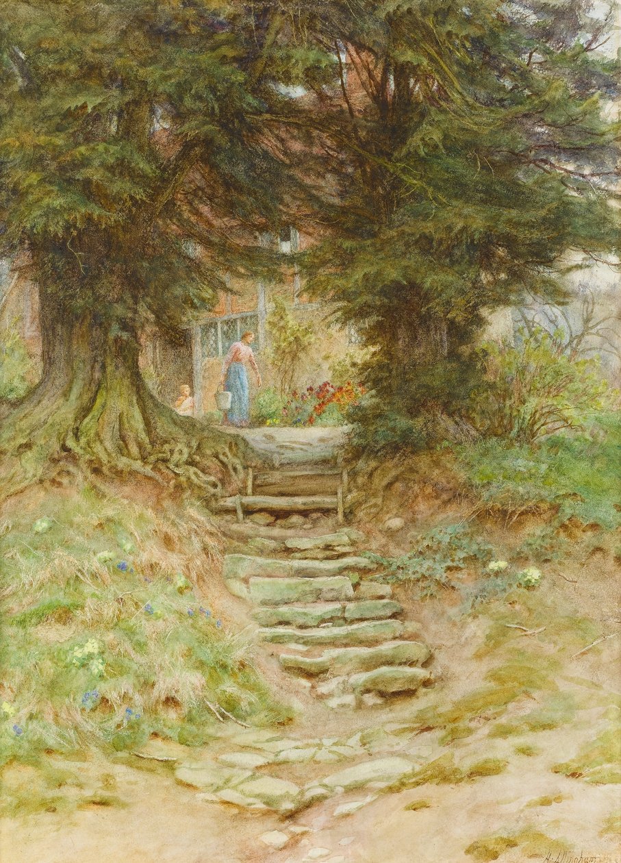 Kevät Crocken Hillissä, Kentissä (wc paperilla) tekijältä Helen Allingham