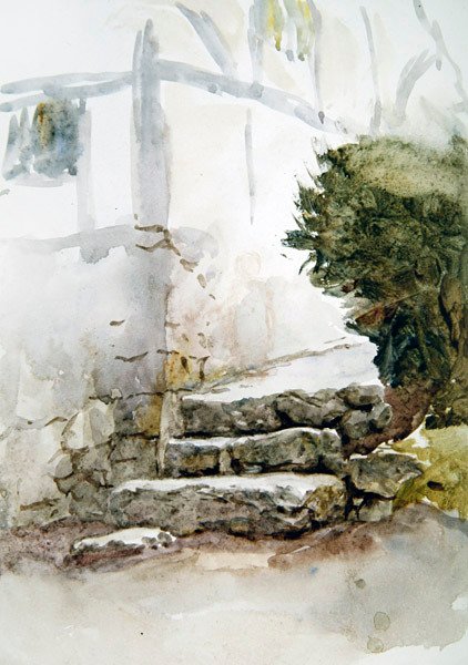 Steps at Bearsted, Kent (akvarelli paperille) tekijältä Helen Allingham