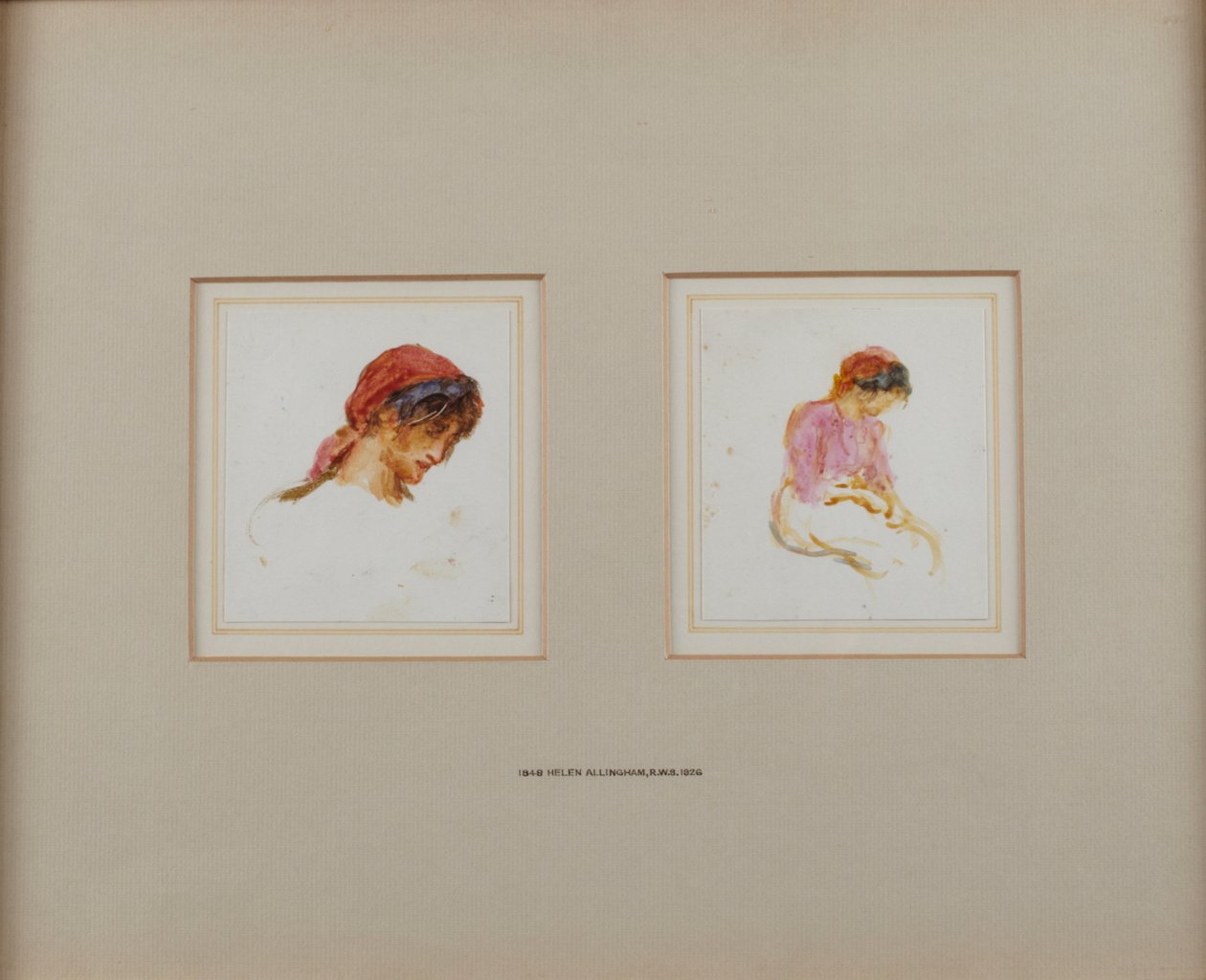 Tutkimus tytöstä punaisessa huivissa tekijältä Helen Allingham