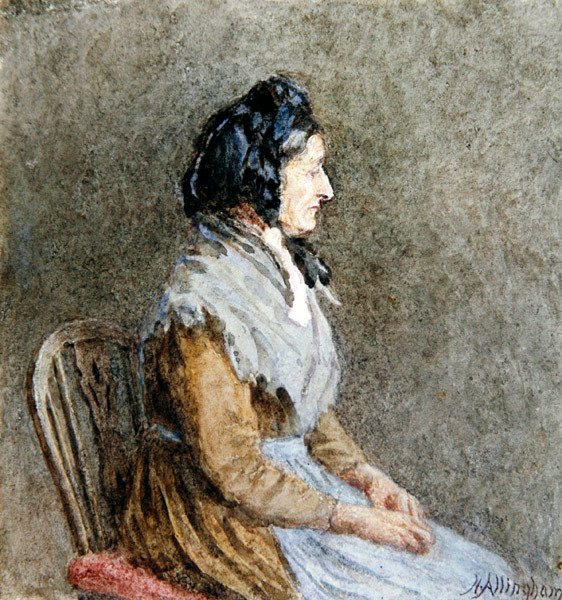 Sininen huivi (akvarelli paperille) tekijältä Helen Allingham