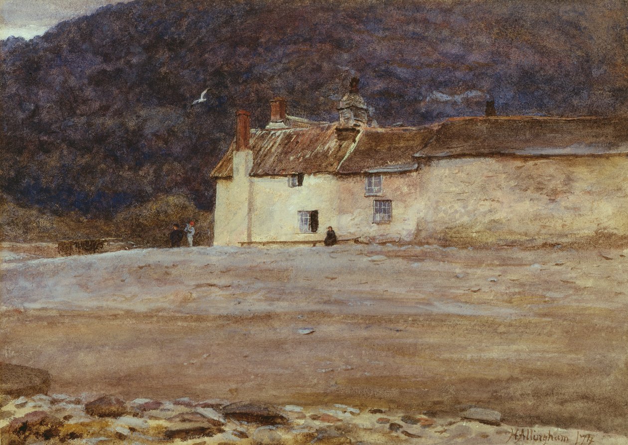 Lynmouthin viimeinen talo, 1874 (wc paperilla) tekijältä Helen Allingham