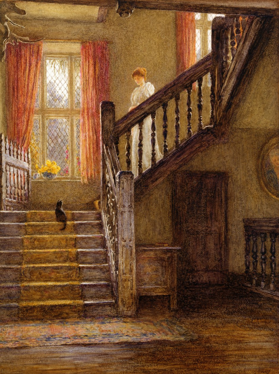 The Staircase, Whittington Court, Gloucestershire (wc paperilla) tekijältä Helen Allingham